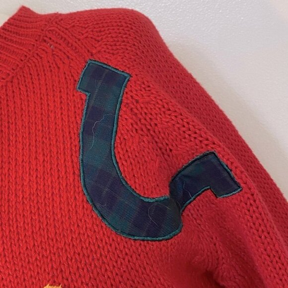 Vintage Heirlooms Red Knit Cardigan With School Activity Appliqué S - Picture 14 of 16